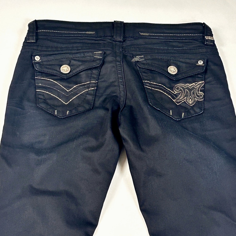 MEK Denim Bulgan Cigarette Jeans Womens 27/29 Slim Black Coated Low Rise Y2K - Picture 7 of 14